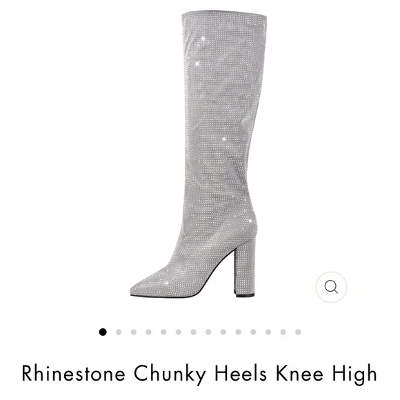 Shoes Rhinestone Knee High Boots Silver Size Poshmark